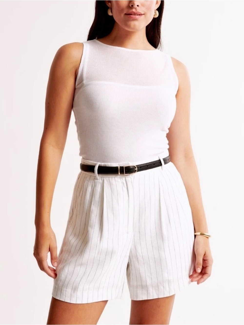 Abercrombie & Fitch Sloane Tailored Linen-Blend Short Striped 4.5” Size 29 | 8R